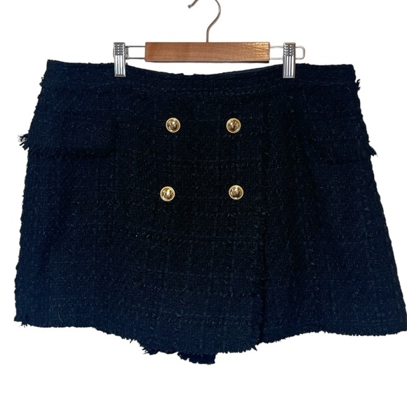 House of Harlow 1960 Black Tweed Wool Blend Skort Size L - Picture 3 of 16
